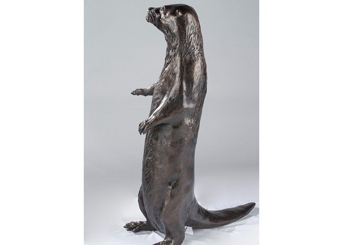 Large Standing Otter Bronze Sculpture