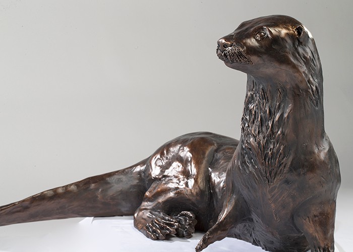 Large Resting Otter Sculpture