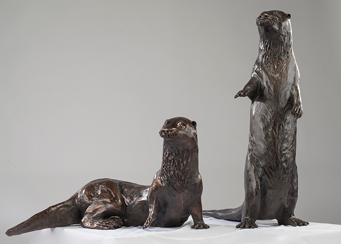 Large Otter Pair Sculptures