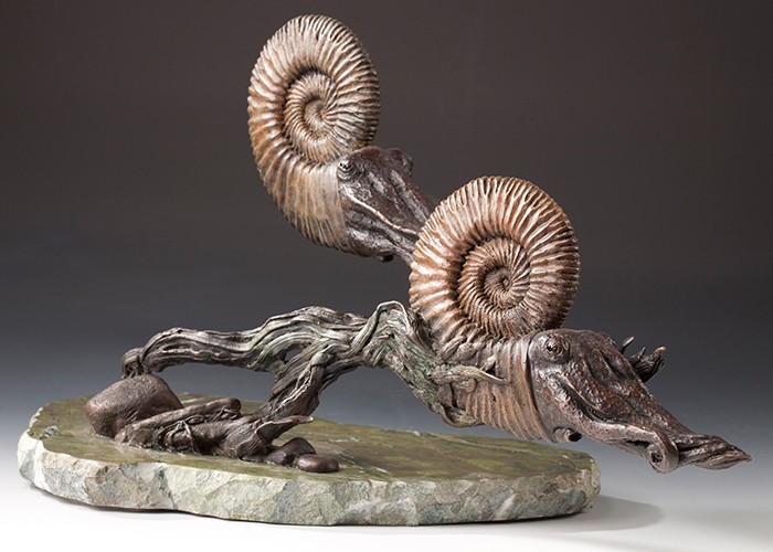 Mesozoic Ammonites bronze  sculpture art