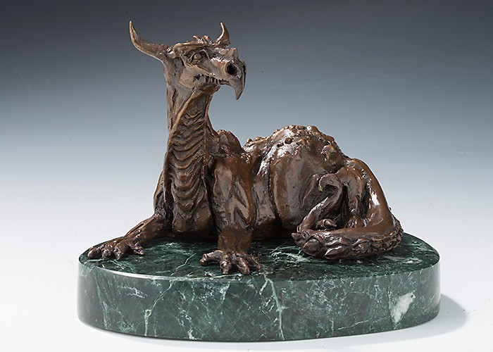 Resting Dragon Cast Bronze Sculpture